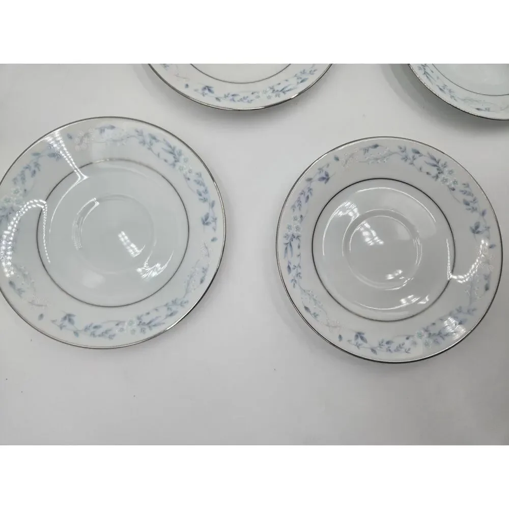 Noritake Carolyn 2693 Tea Cup Saucer Set 4 Platinum Trim EUC